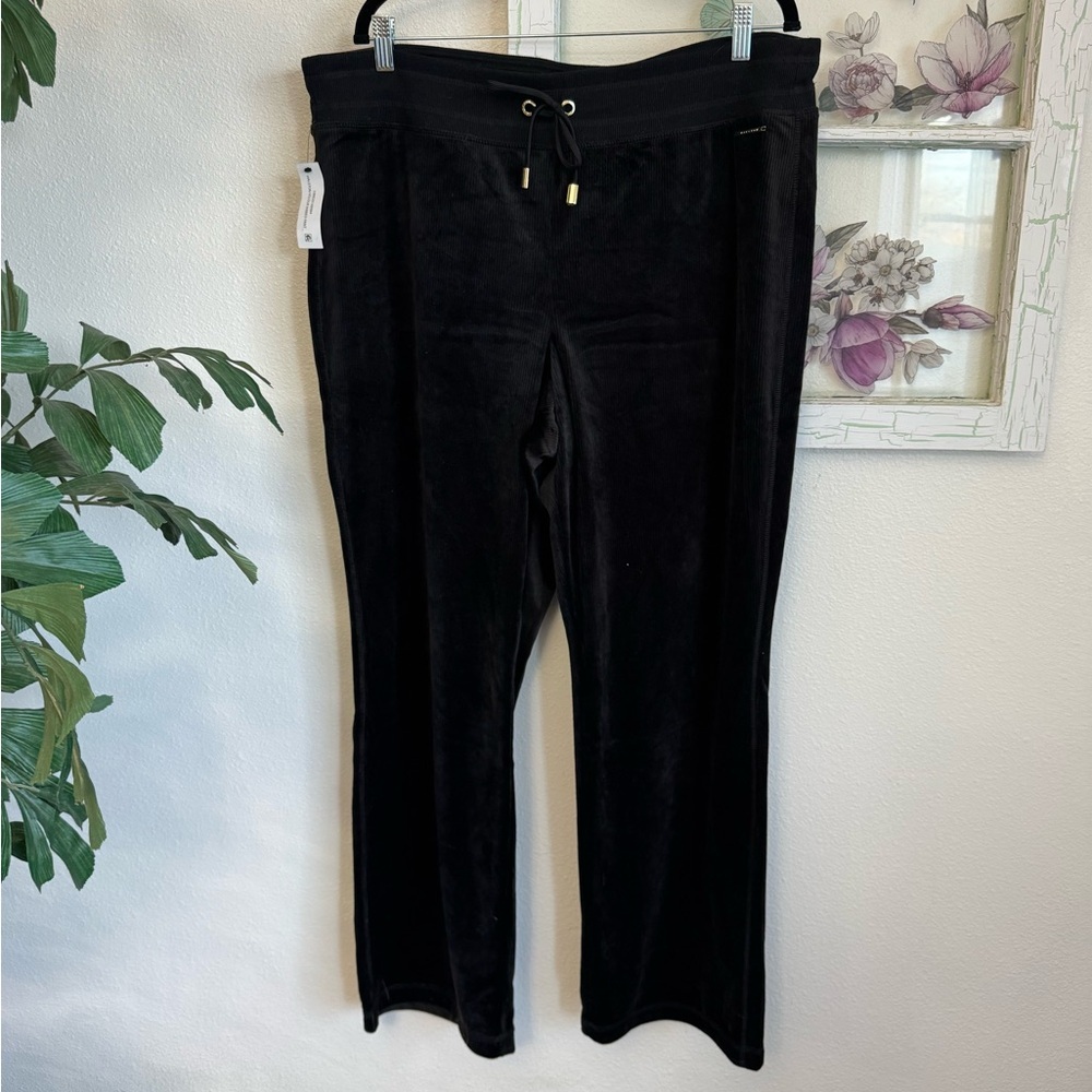 Halston Heritage Black Velour Track Pants NWT XL